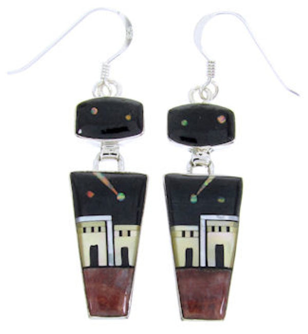 Sterling Silver Multicolor Native American Design Earrings YS67100
